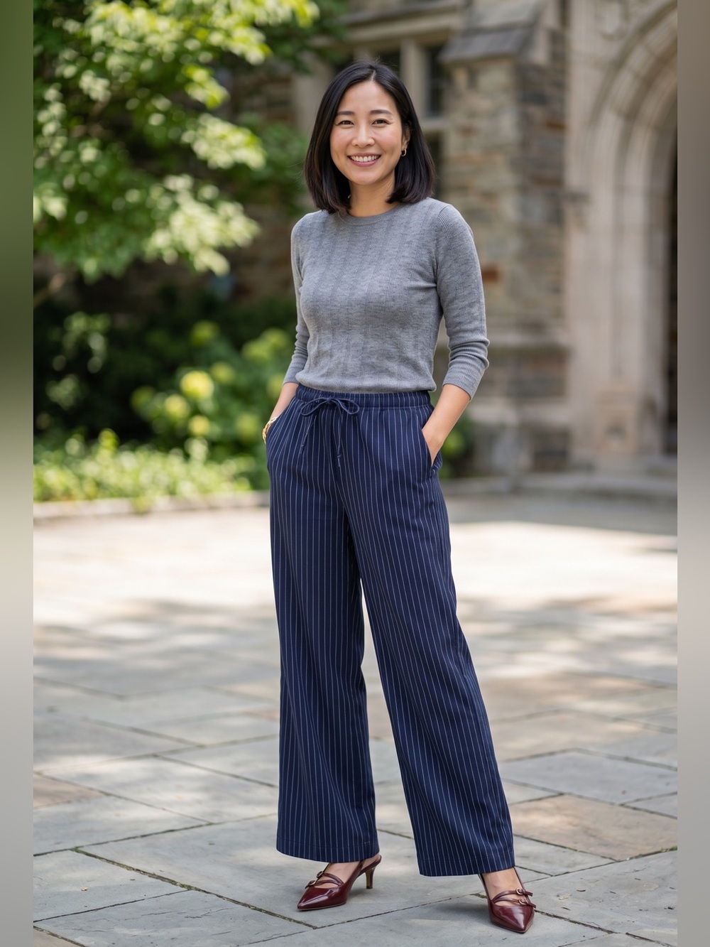 LOFT Sawyer Pull On Pants in Pinstripe